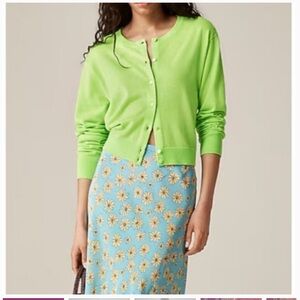 J.Crew Featherweight cashmere green cardigan NWT